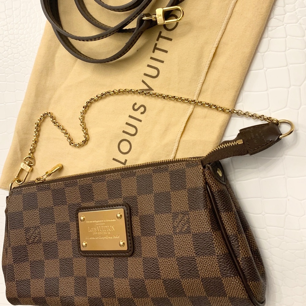 LOUIS VUITTON POCHETTE EVA DAMIER EBENE BAG